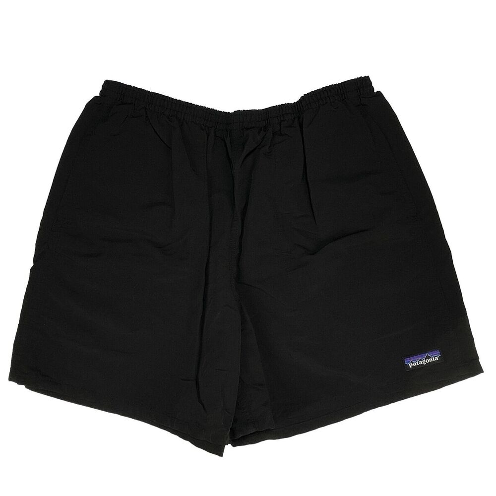 Patagonia Swim Trunks Shorts Mens Size L Black Jersey Un-Lined Bathing Suit Logo
